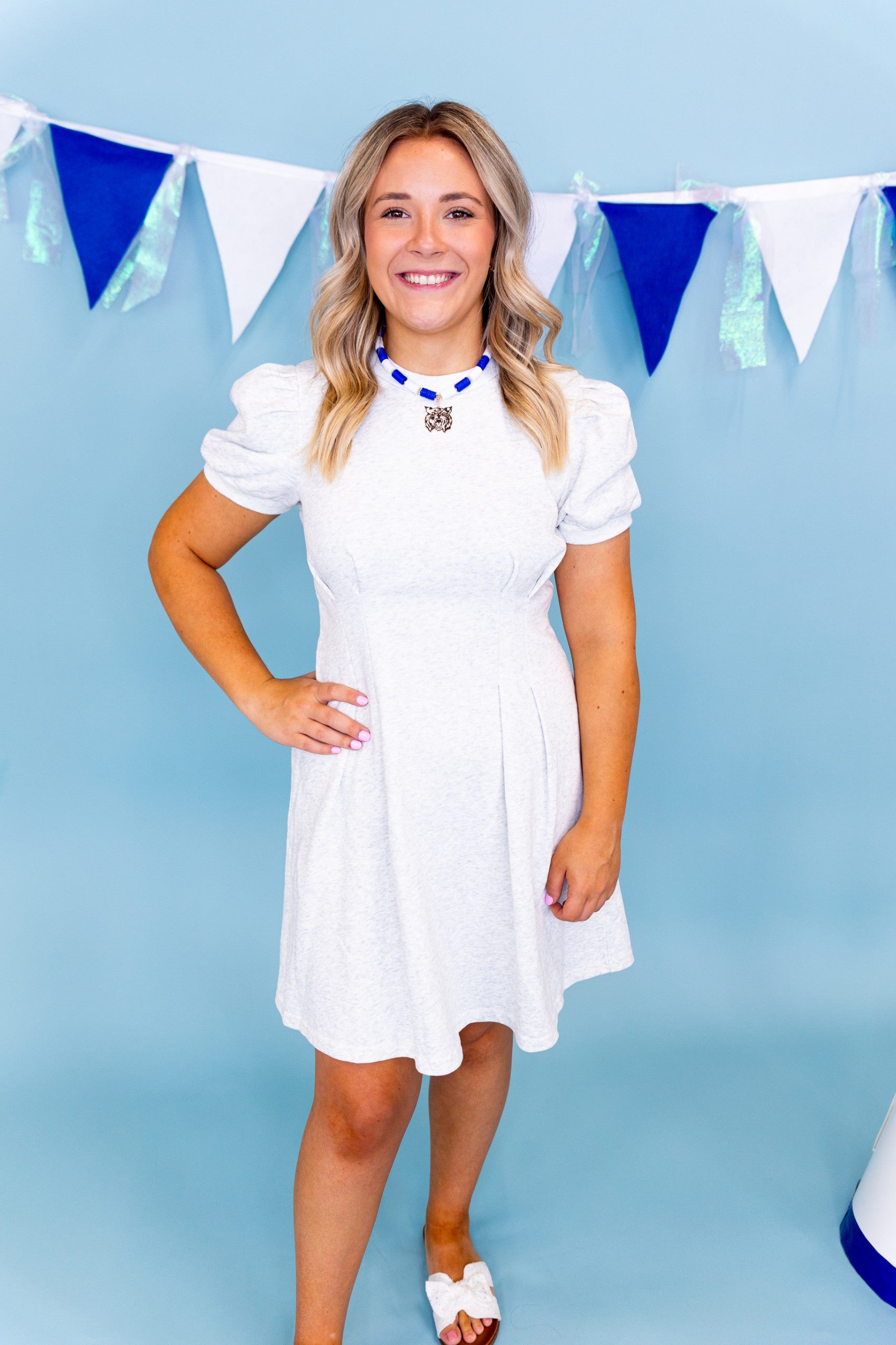 pleated short sleeve dress ZAPAKA Women Work with Sleeves Ivory Business Casual Dress, Dusty Blue / US10 2% elastane Side pockets Back zip Dry clean Imported Current Air Slit-Neck Short Sleeve